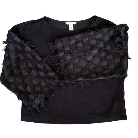 Black Cropped Top Sexy Fringe Party Small EUC H&M - Picture 6 of 9